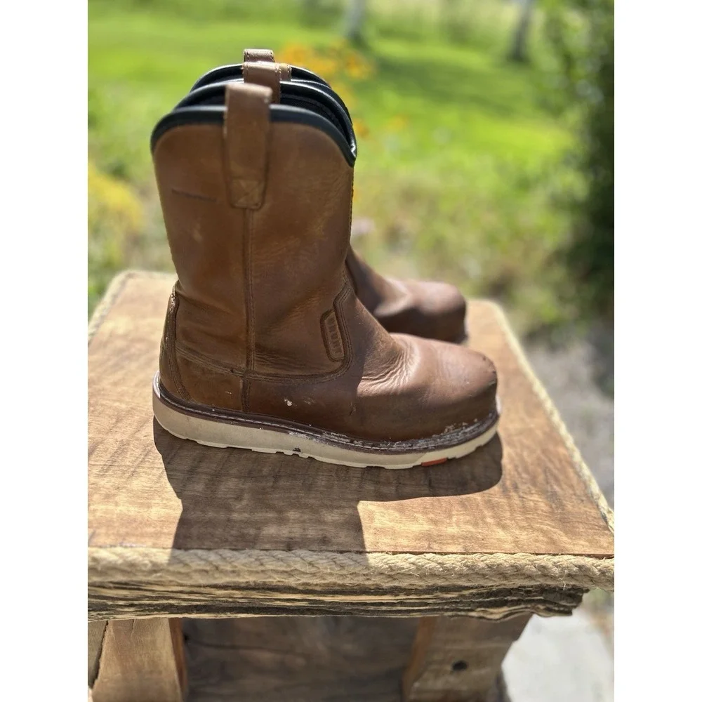 Brunt The Bolduc Comp Toe Pull On Work Boots Brown Leather Men's 7